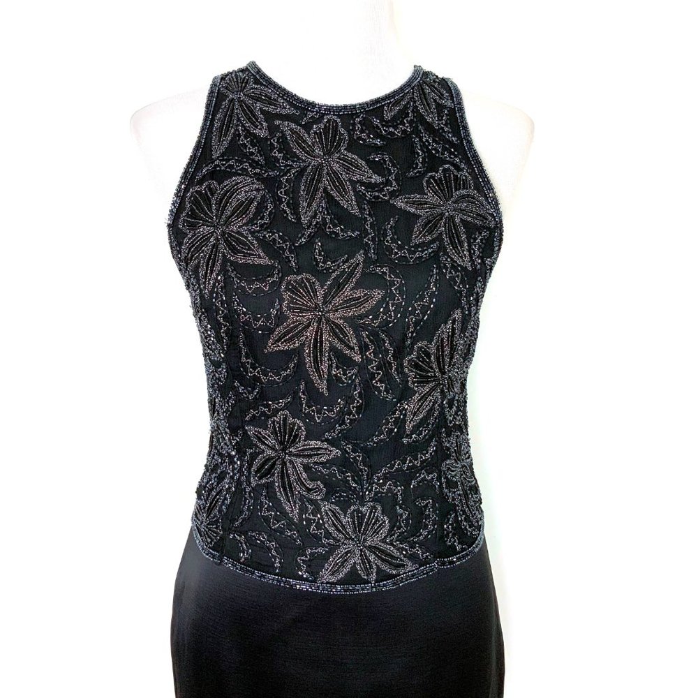 Laurence Kazar Black Beaded Sleevless Top Formal Party Sz PM